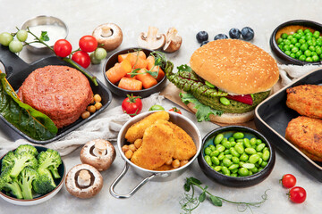 Plant based meat concept. Vegetarian lunch. Healthy eating. Go vegan.