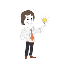 Business concept vector illustration of businessman with light bulb, idea vector isolated on a white background.