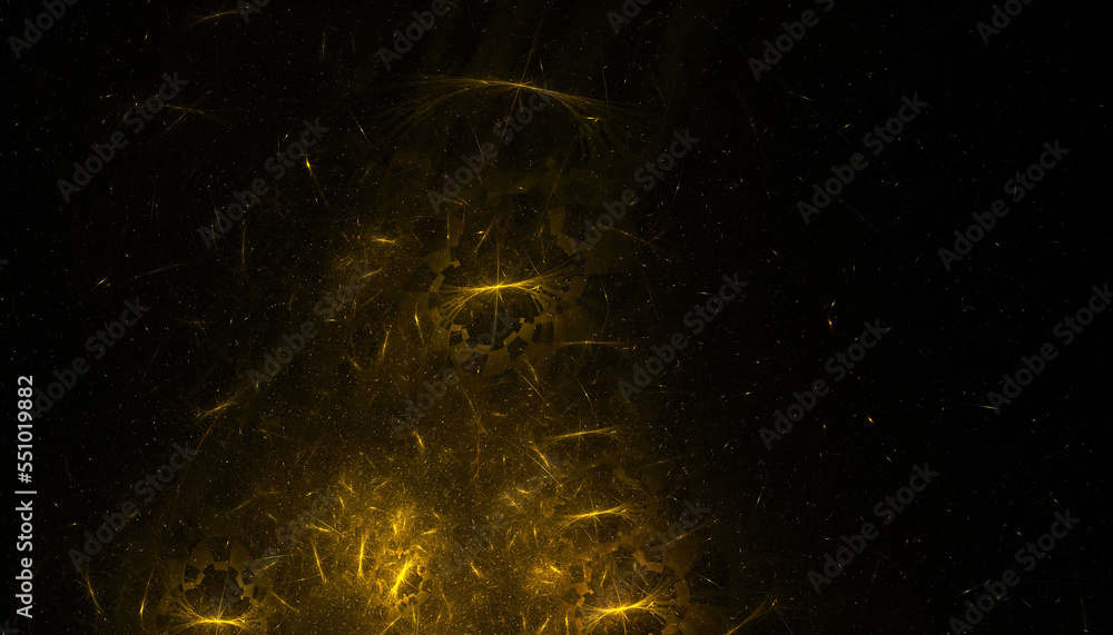 Poster golden particle background with dust explosion