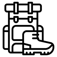 hiking backpack boots hobby icon