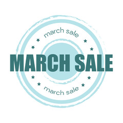 Blue march sale sticker, label, badge and logo. Month sale icon design. Logo template with stars for promotion and promo sales. Vector illustration