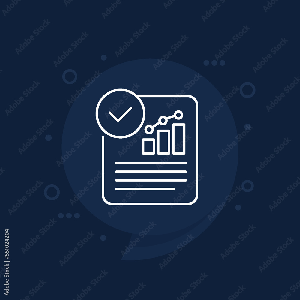 Poster performance report line icon, vector