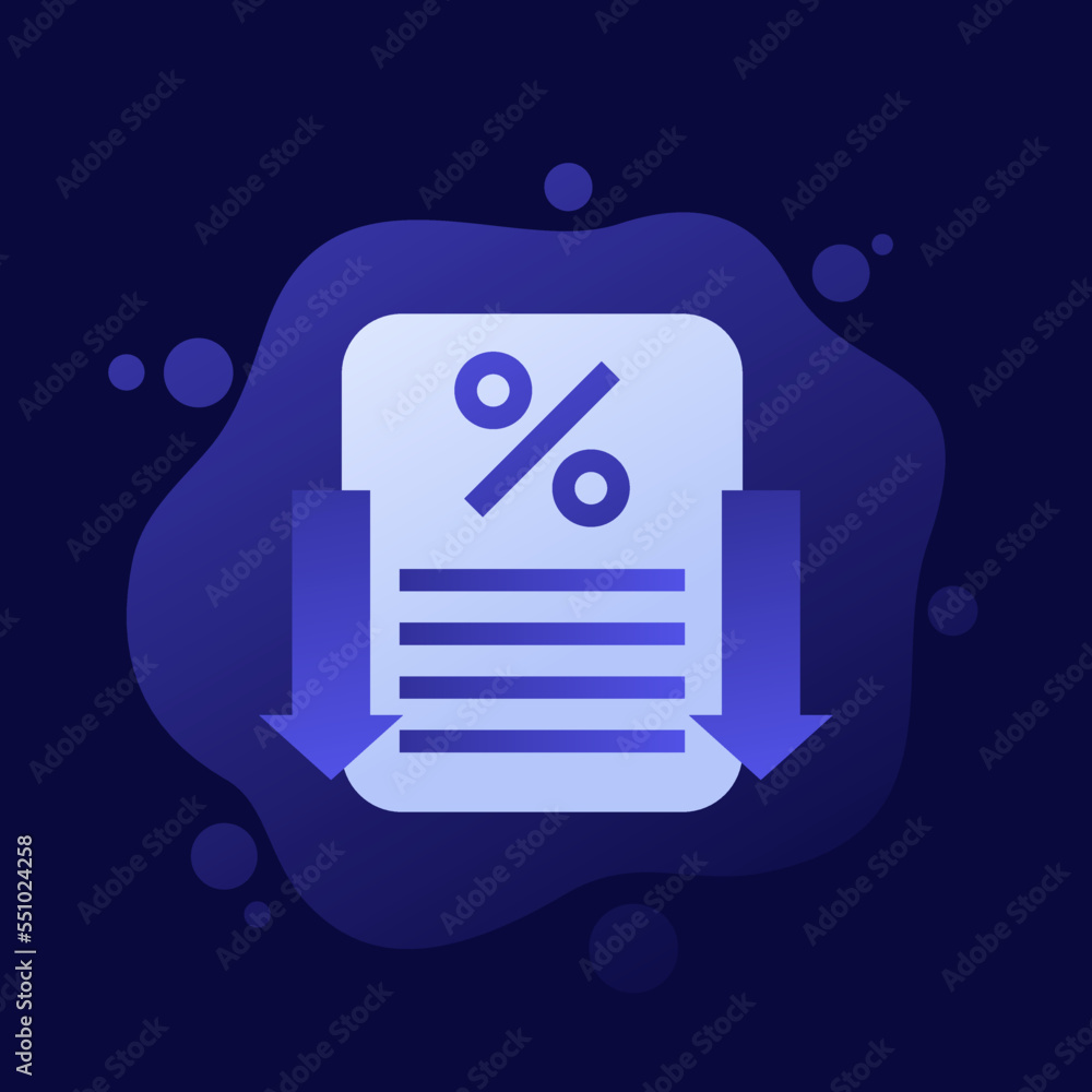 Canvas Prints rate cut icon, percent down vector design