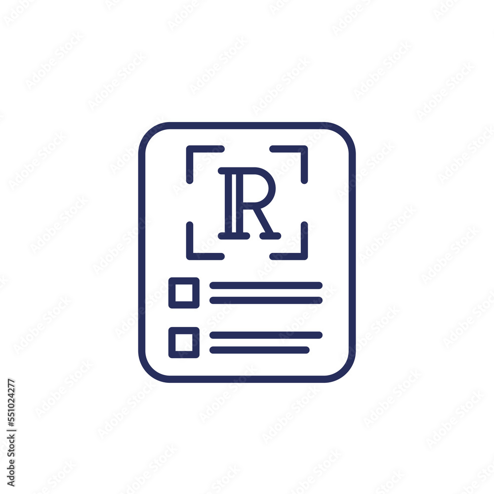 Poster text scan icon, line vector