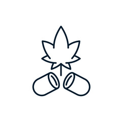 Medical marijuana. Cannabis tablets. Vector icon isolated on white background.