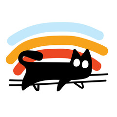 Cat walk and rainbow colorful