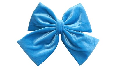 Bow hair with tails in beautiful sky blue color made out of velvet fabric, so elegant and...