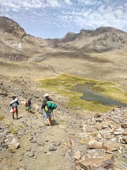 hiking in the mountains