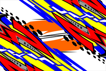 racing background vector design with a unique pattern, a combination of bright colors like red and others and the effect of stars and lines