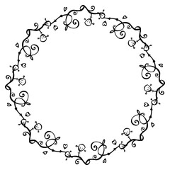 Decorative floral vector wreath for cards, coasters design.