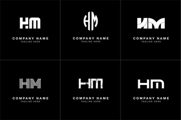 HM letter modern luxury logo in black and white color (bold and thin style)