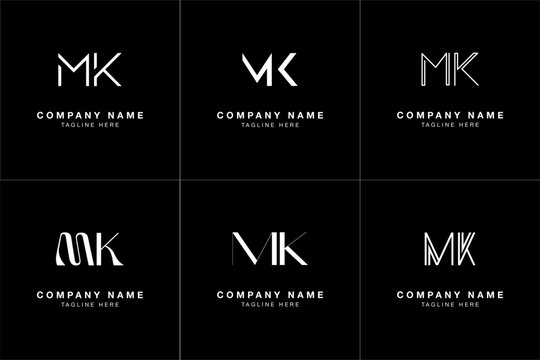 MK letter modern luxury logo in black and white color (bold and thin style)