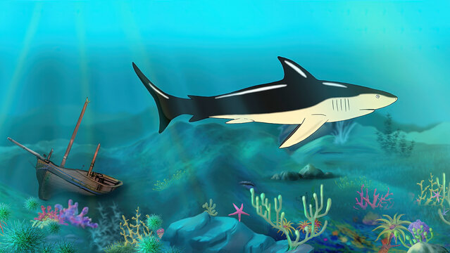 Shark Swimming illustration