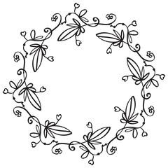 Round vector frame for a card design. Decorative floral vector wreath. Coasters design.