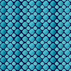 Watercolor abstract geometric stripe plaid seamless pattern on a dark blue background. For fabric, sketchbook, wallpaper, wrapping paper.