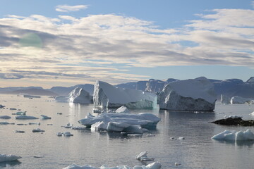 Greenland, Icebergs in Uummannaq Fjord, West Greenland, Denmark