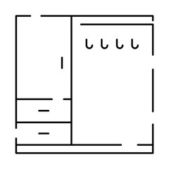 Simple furniture Vector Line Icons. Home design interior. Vector coat rack cloakroom