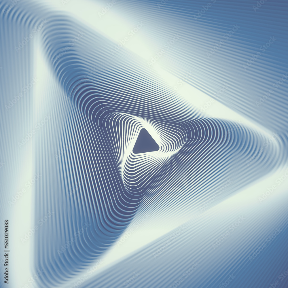 Poster Pattern of lines on a blue background representing a three-dimensional geometric shape 3d rendering digital illustration