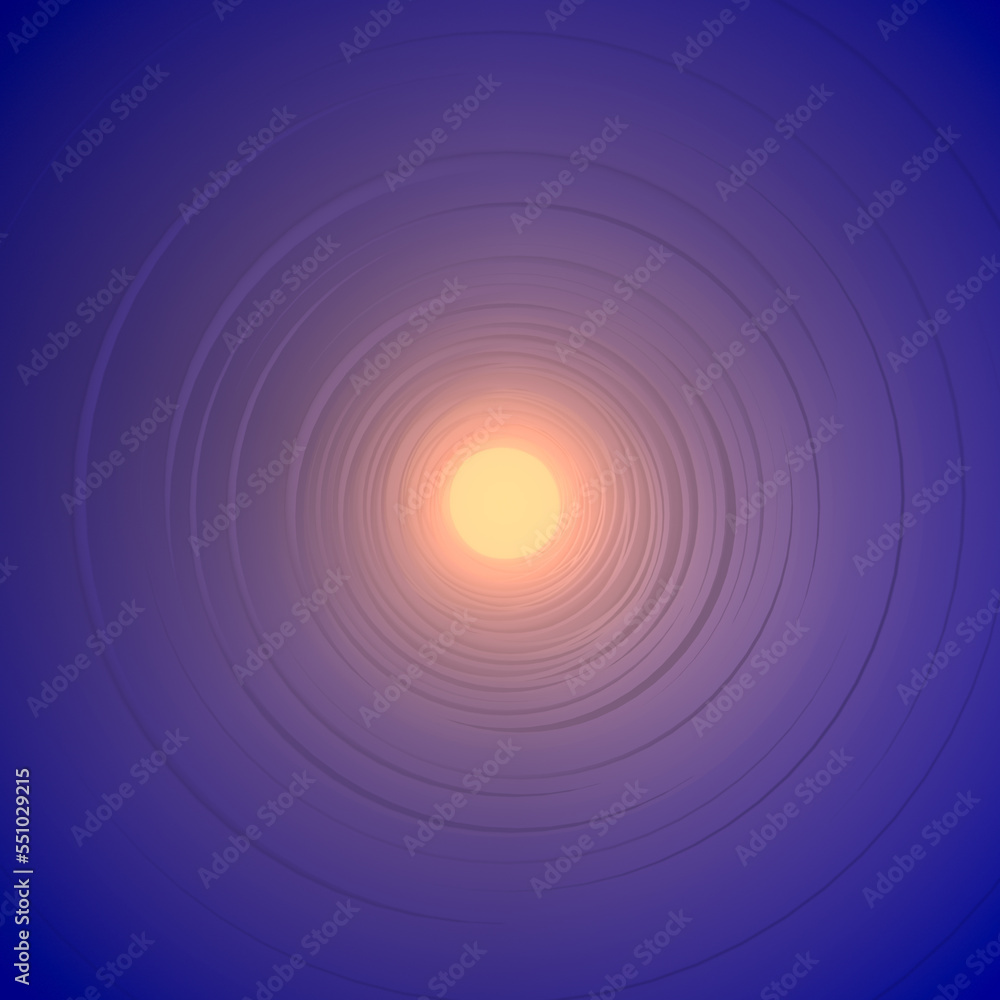Aufkleber light at the end of a tunnel of circles with displacement effect. geometric background 3d rendering 