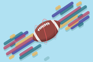 American football ball in flight. Football icon. Football day.