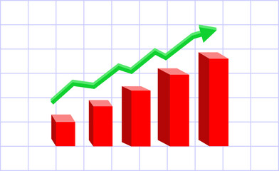 uptrend graphic diagram vector illustration with red color. business graph showing up