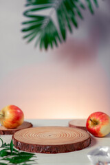 wooden product stand and background