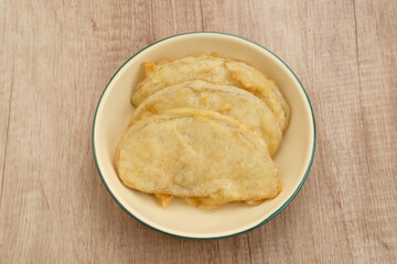 Sukun goreng or fried breadfruit, traditional Indonesian food.
