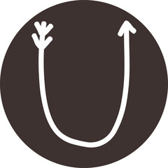 Arrow direction alphabet flat U Uppercase letters
