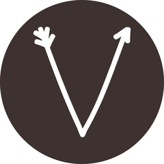 Arrow direction alphabet flat V Uppercase letters