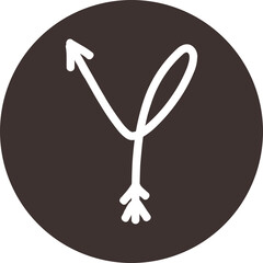 Arrow direction alphabet flat Y Uppercase letters