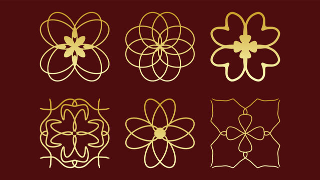 luxurious logo design collection, pathwork gold design, ornament design