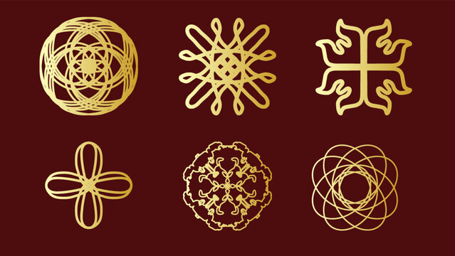 luxurious logo design collection, pathwork gold design, ornament design