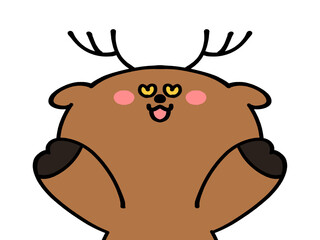 ありがとうと感謝をするゆるトナカイのイラスト素材