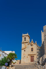 Fototapeta na wymiar Church at the Peniscola castle in the Costa del Azahar in Castellon, vertical