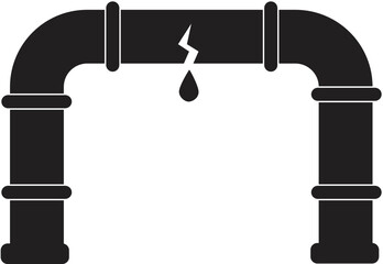 Broken water pipe icon on white background. Broken pipe with leaking water sign. Leaking pipe sign. flat style.