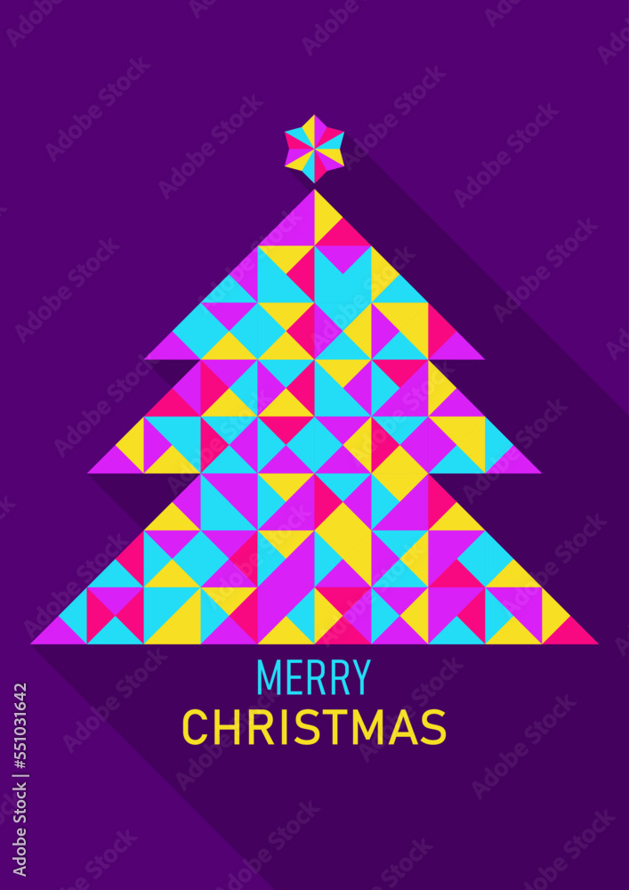 Poster christmas banner. abstract geometric pattern with christmas tree. vector background