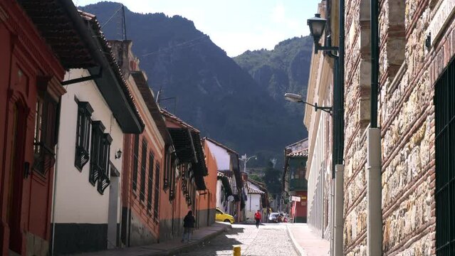 South America, Colombia Bogota August 2022 - Candelaria is a old historic Spanish colonial district in downtown of Bogota Capital - tourist attraction in one of the city most danger in the world 