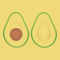 the avocado on yellow background