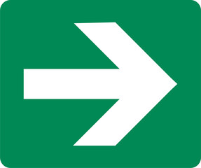 Right arrow direction signs. Green exit emergency icon.