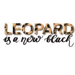 Leopard Is A New Black Word Isolated On A White Background Hand Drawn Illustration	