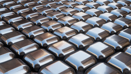 Naklejka premium Silver chrome metallic technology background, metal squares pattern, modern shiny and lustrous backdrop