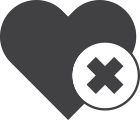 Obraz premium heart and wrong sign illustration in minimal style
