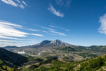 landscape of valley in front of mount Saint Helens