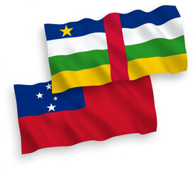 Flags of Independent State of Samoa and Central African Republic on a white background