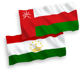 Flags of Sultanate of Oman and Tajikistan on a white background