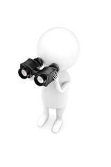 3d man looking through binocular concept