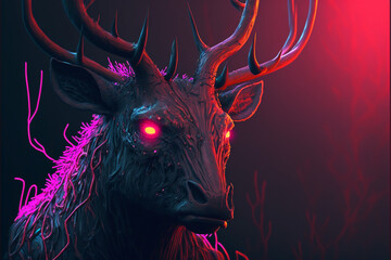 Cyborg elk,digital art,illustration,Design,vector,art