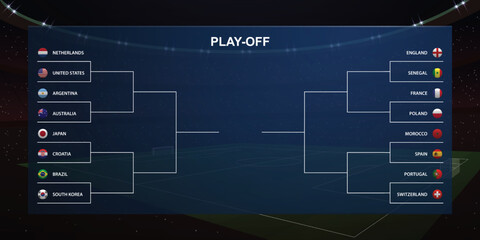 Football playoff tournament bracket, broadcast graphic soccer template