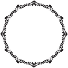 イラスト素材: レトロ、アンティーク、ビンテージのフレーム。ゴージャスな飾り罫オーナメント　モノクロ