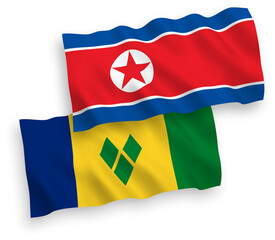 Flags of North Korea and Saint Vincent and the Grenadines on a white background